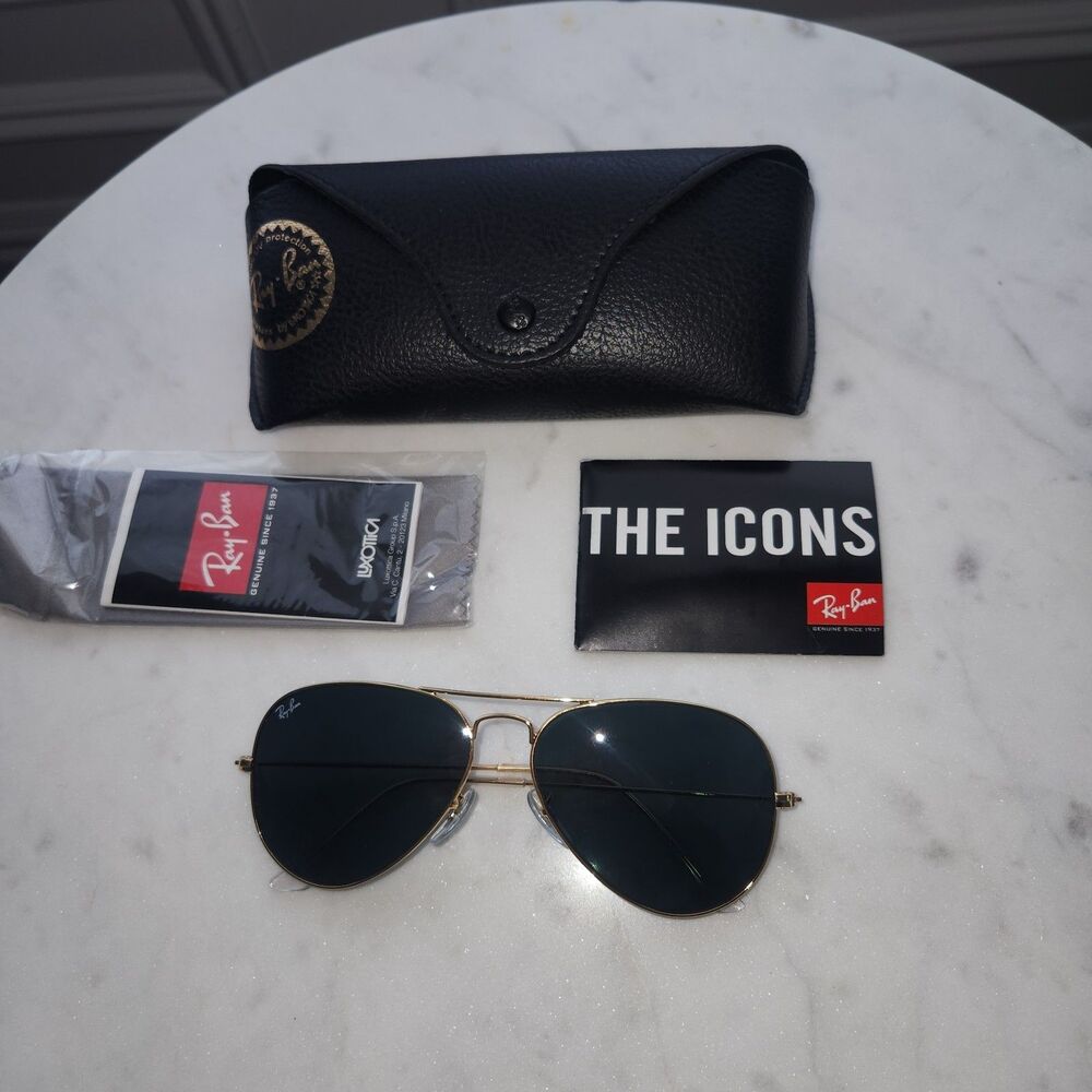 Rayban RB3025 aviator large metal L0205 58-14 135 3n Arista Gold/Green lens